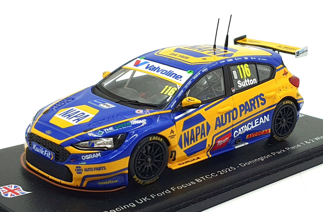 Spark 1/43 Scale UK026 - NAPA Racing UK Ford Focus BTCC #116 1st and 2nd 2025