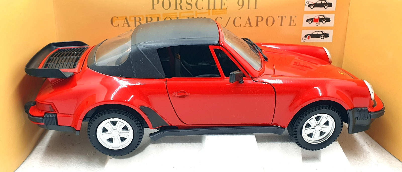 Polistil 1/16 Scale Diecast 016793 - Porsche 911 Cabriolet C/Capote - Red
