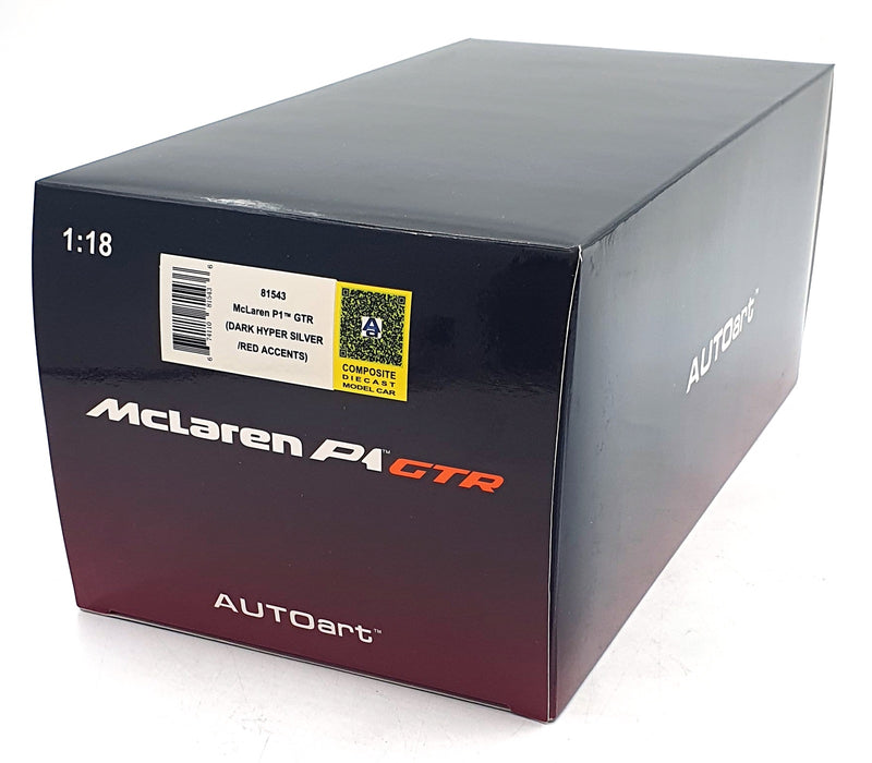 Autoart 1/18 Scale Diecast 81543 - McLaren P1 GTR Dark Hyper Silver/Red Accents