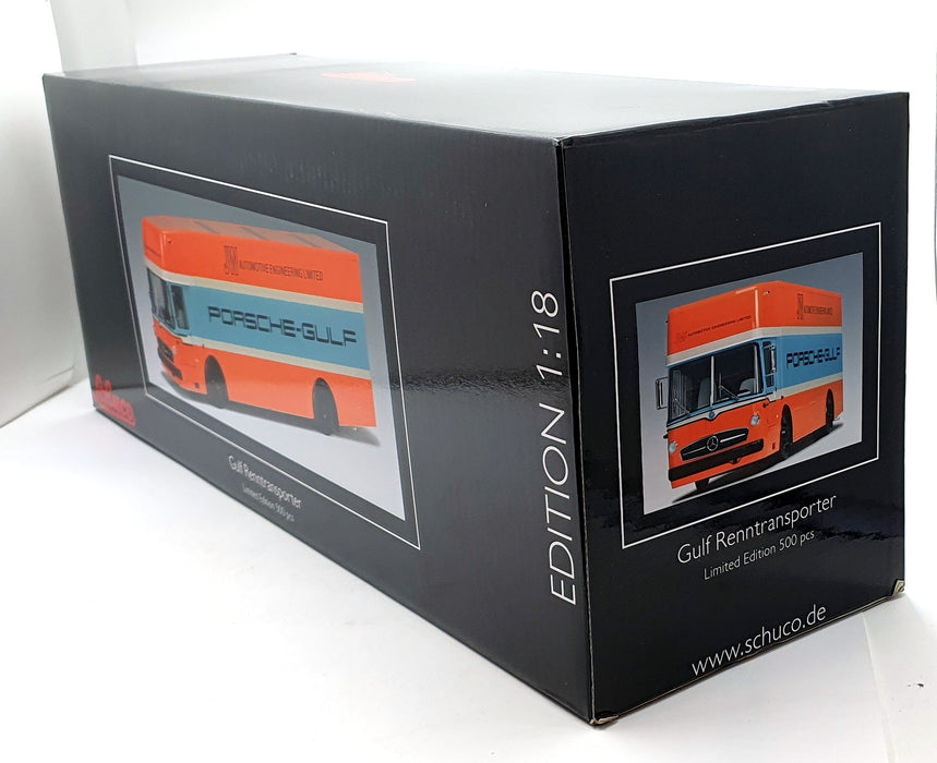 Schuco 1/18 Scale 45 003 2200 - Mercedes-Benz Renntransporter Gulf Racing