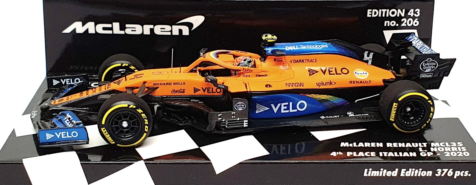 Minichamps 1/43 Scale 537 205104 - F1 McLaren MCL35 4th Italy GP 2020 Norris