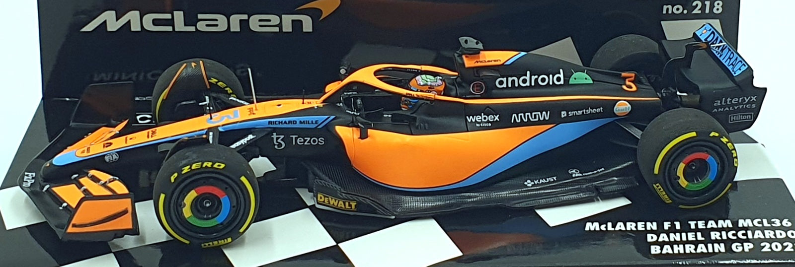 Minichamps 1/43 Scale 537 224303 McLaren F1 Team MCL36 #3 Bahrain GP 2022