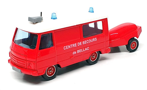 Solido 1/50 Scale 3130 - Peugeot J9 Fire Van & Trailer - Red/White