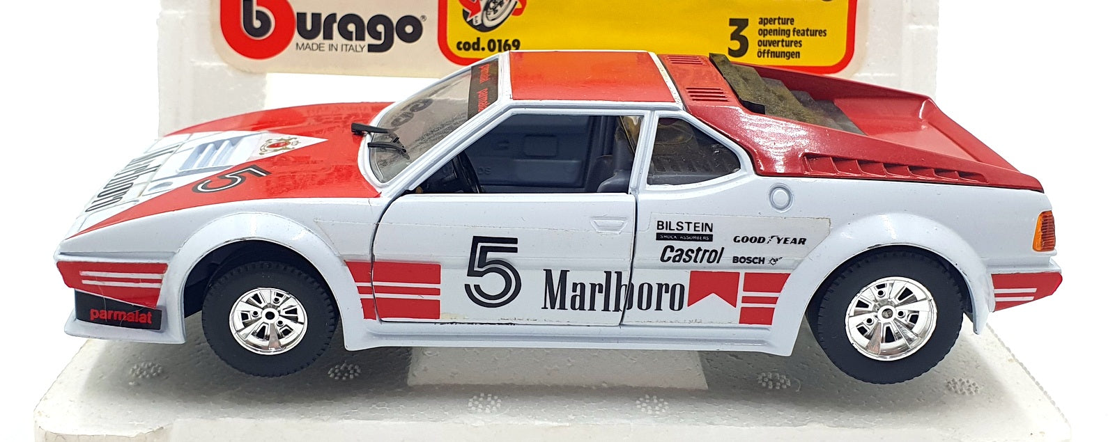 Burago 1/24 Scale Diecast 0169 - BMW M1 Marlboro #5 - White/Red