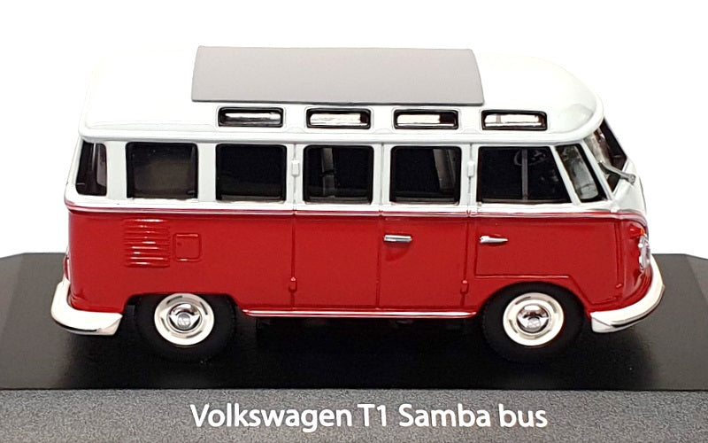 Maxichamps 1/43 Scale 940 052301 - 1963 Volkswagen T1 Samba Bus - Grey/Red