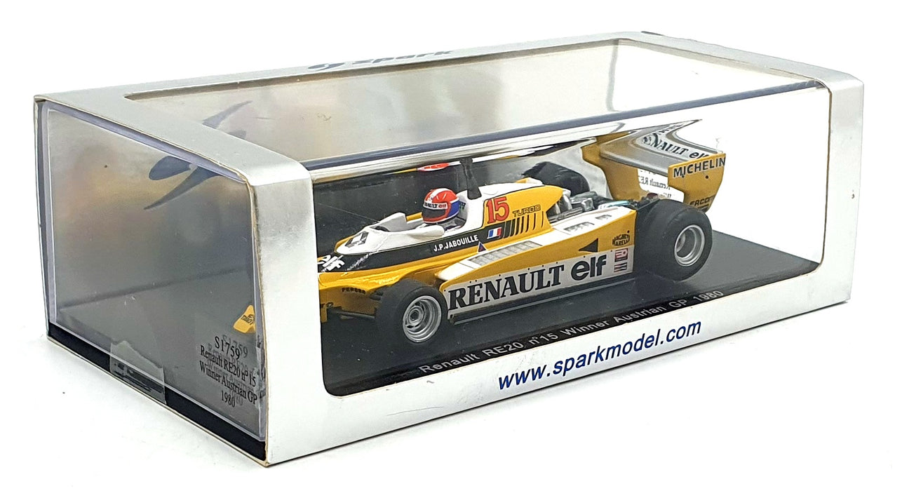 Spark 1/43 Scale S1759 - Renault RE20 #15 1st Austrian GP 1980