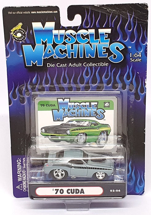 Muscle Machines 1/64 Scale 71161 02-06 - 1970 Plymouth Cuda - Pale Blue