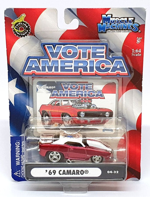Muscle Machines 1/64 Scale 71161 04-32 - 1969 Chevrolet Camaro - Red/White