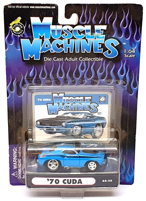 Muscle Machines 1/64 Scale 71161 02-35 - 1970 Plymouth Cuda - Blue