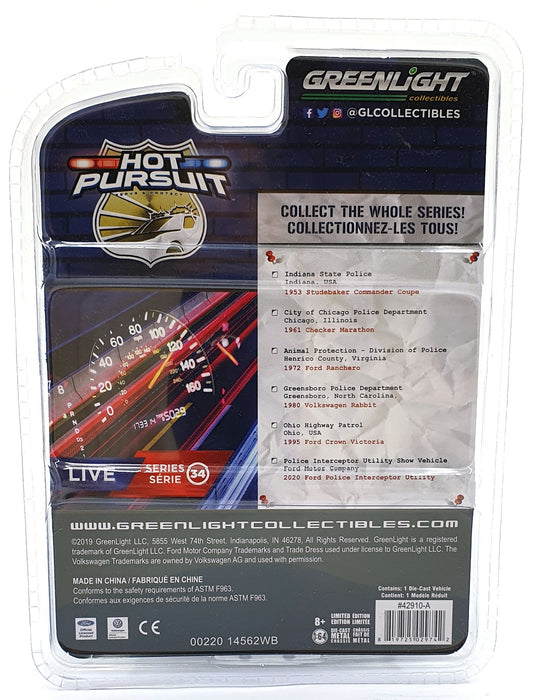 Greenlight 1/64 Scale 42910-A 1953 Studebaker Commander Coupe Indiana State PD