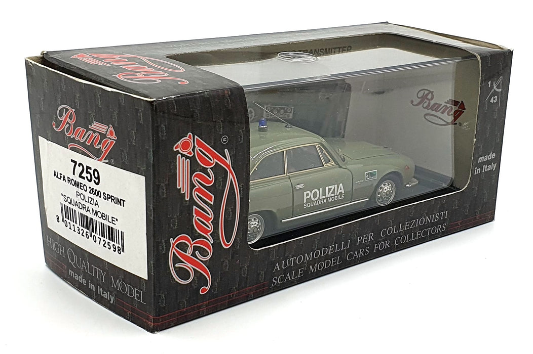 Bang 1/43 Scale 7259 - Alfa Romeo 2600 Sprint Polizia Squadra Mobile - Green