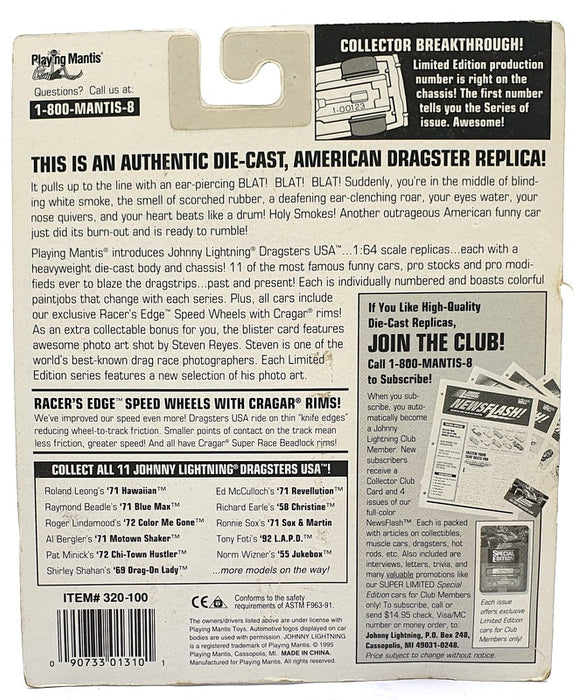 Johnny Lightning 1/64 Scale 320-100 Dragsters USA 1958 Christine - Richard Earle