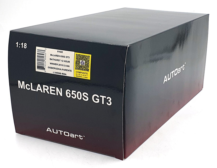 Autoart 1/18 Scale 81643 - McLaren 650S GT3 #59A Bathurst 12 Hr 1st 2016