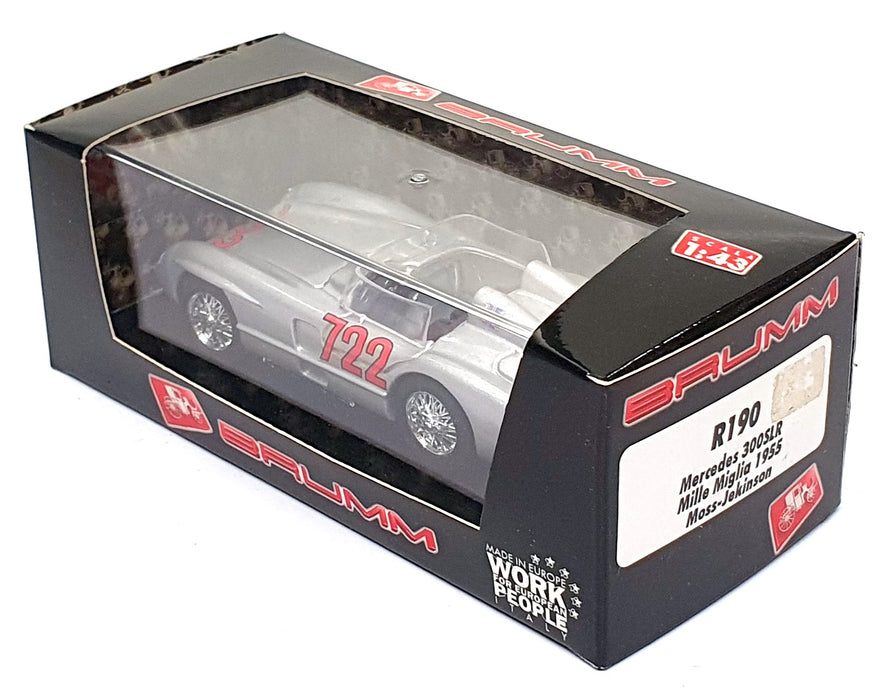Brumm 1/43 Scale R190 - Mercedes Benz 300 SLR Roadster #722 Mille Miglia