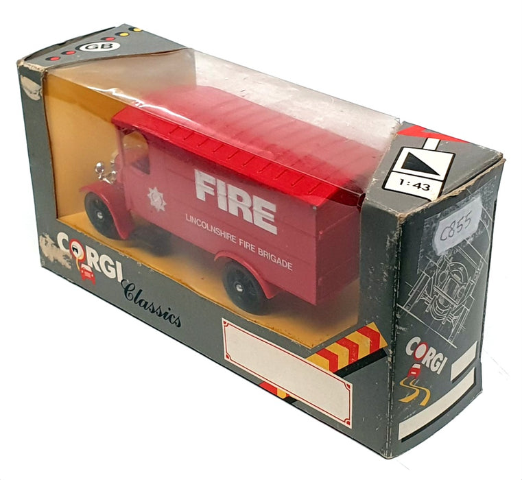 Corgi 13cm Long Diecast C855 - 1929 Thornycroft Van Lincolnshire Fire - Red