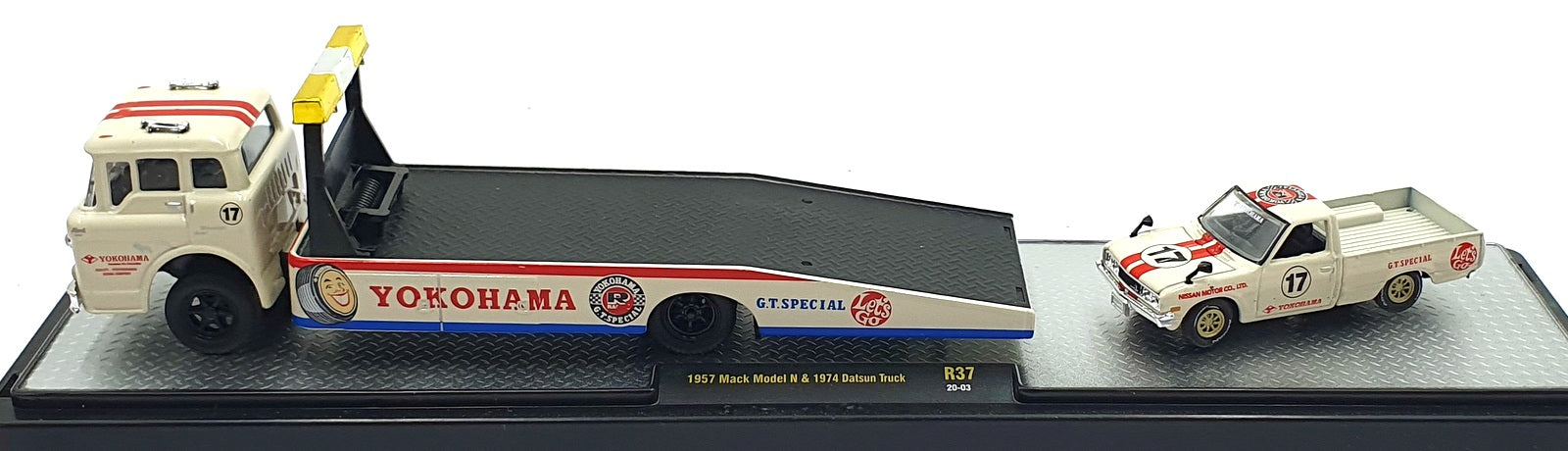Castline M2 Machines 1/64 Scale R37 - 1957 Mack Model N & 1974 Datsun #17
