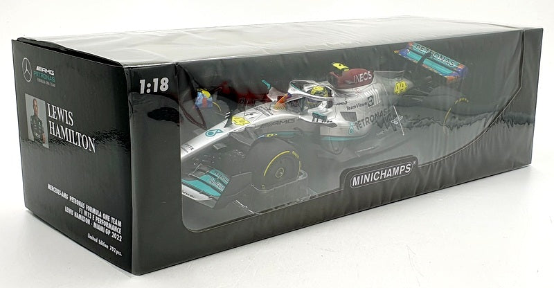 Minichamps 1/18 Scale 110 220544 - Mercedes F1 W13 E Miami GP 2022 Hamilton #44