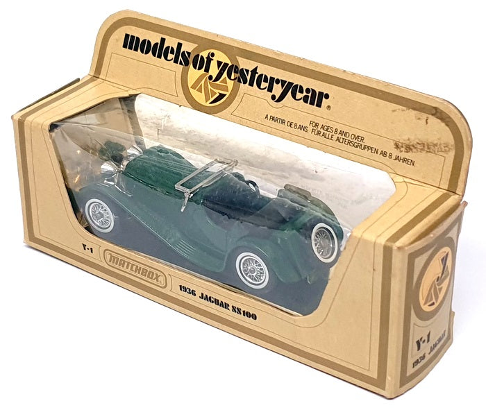 Matchbox Models Of Yesteryear 9.5cm Long Diecast Y-1 - 1936 Jaguar SS-100 Green