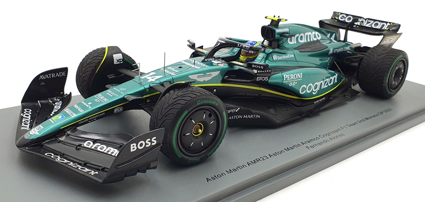 Spark 1/18 Scale 18S900 - Aston Martin AMR23 F1 Monaco 2023 2nd F.Alonso #14