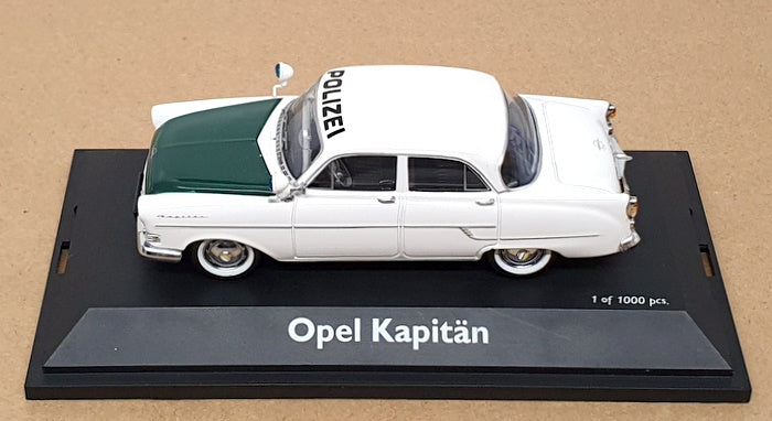 Schuco 1/43 Scale Diecast 02636 - Opel Kapitan Polizei - White/Green