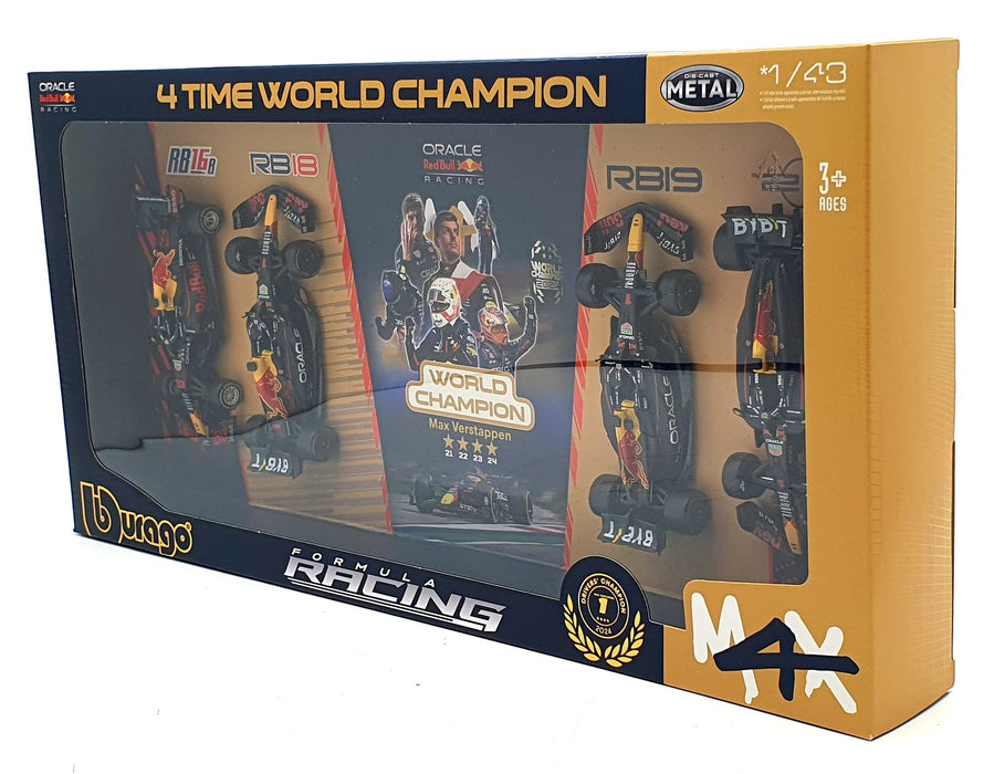 Burago 1/43 Scale 18-38213 - Red Bull  4x World Champion Racing F1 Cars #1 #33