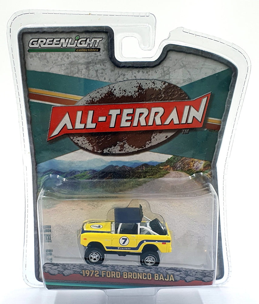 Greenlight 1/64 Scale 35090-B - 1972 Ford Brnco Baja #7 - Yellow