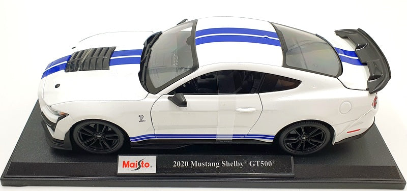 Maisto 1/18 Scale Diecast 46629 - 2020 Mustang Shelby GT500 - White/Blue