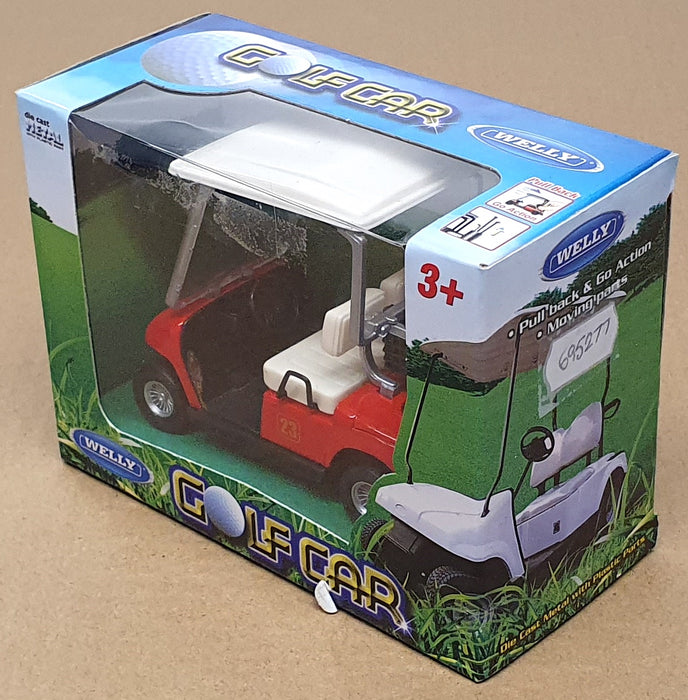 Welly 9.5cm Long Pull Back & Go 695277 - Golf Car - Red