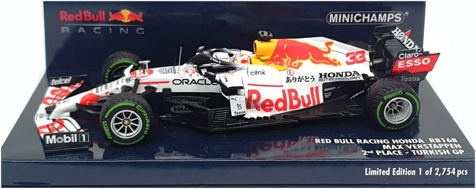 Minichamps 1/43 Scale 410 211633 - F1 Red Bull RB16B 2nd Turkish GP Verstappen