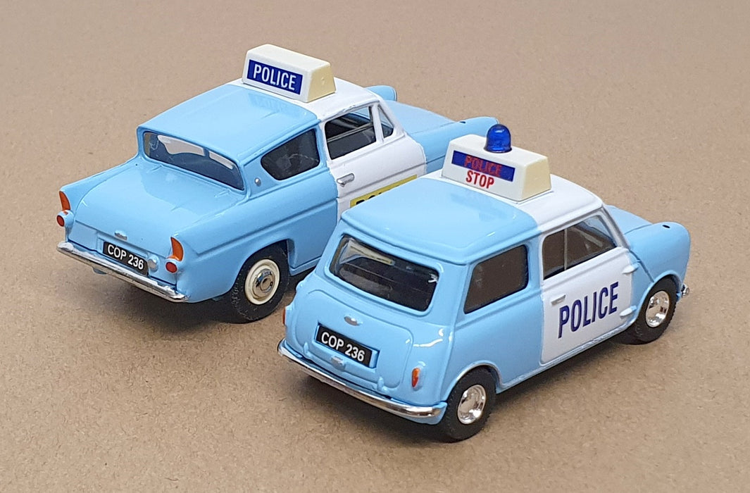 Vanguards 1/43 Scale PC1002 Austin Mini Ford Anglia Police Panda Cars Of The 60s