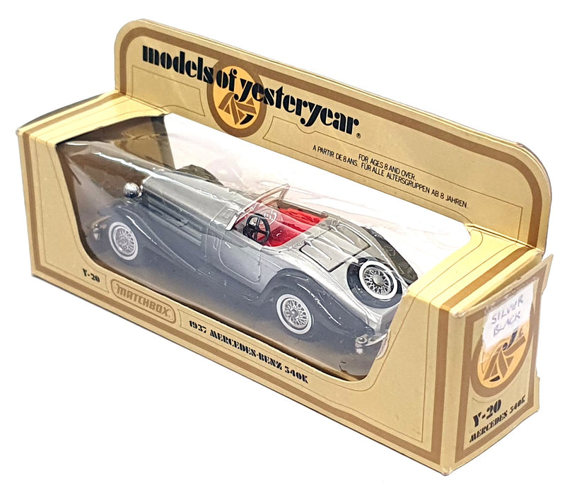 Matchbox 12cm Long Diecast Y-20 - 1937 Mercedes Benz 540K - Silver/Black