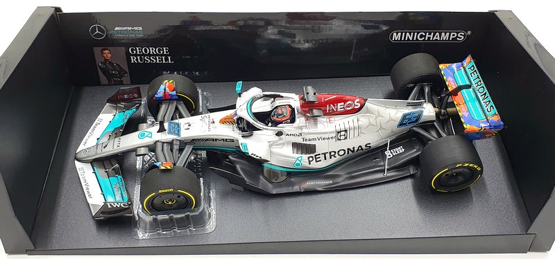 Minichamps 1/18 Scale 110 220563 Mercedes F1 W13 E Miami GP 2022 Russell #63
