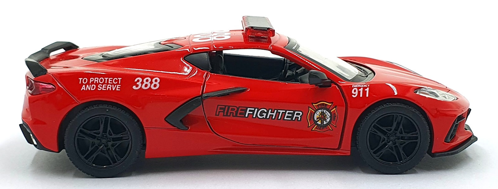 Kinsmart 1/36 Scale Pull Back & Go TY0109 - 2021 Corvette Fire Fighter Car - Red