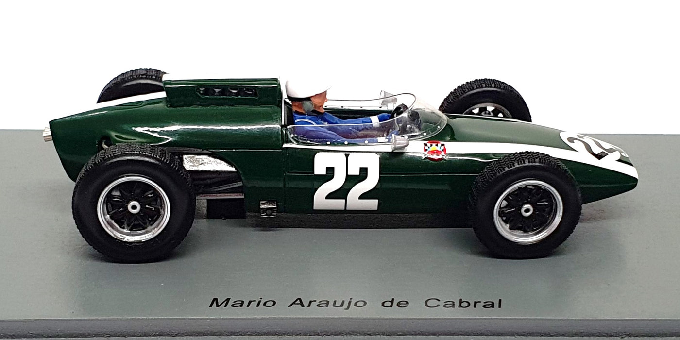 Spark 1/43 Scale S5292 - F1 Cooper T60 #22 German GP 1963 de Cabral - Green