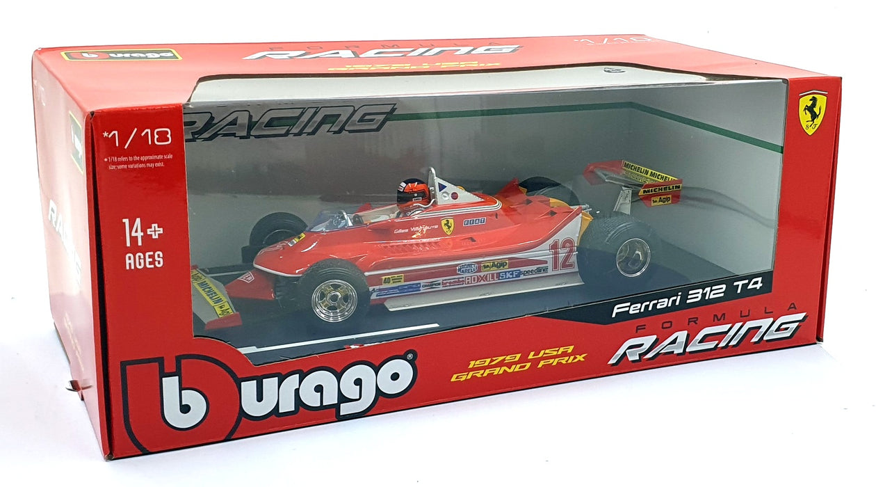 Burago 1/18 Scale 18-01546 Ferrari 312 T4 #12 USA East 1st GP 1979 Villeneuve