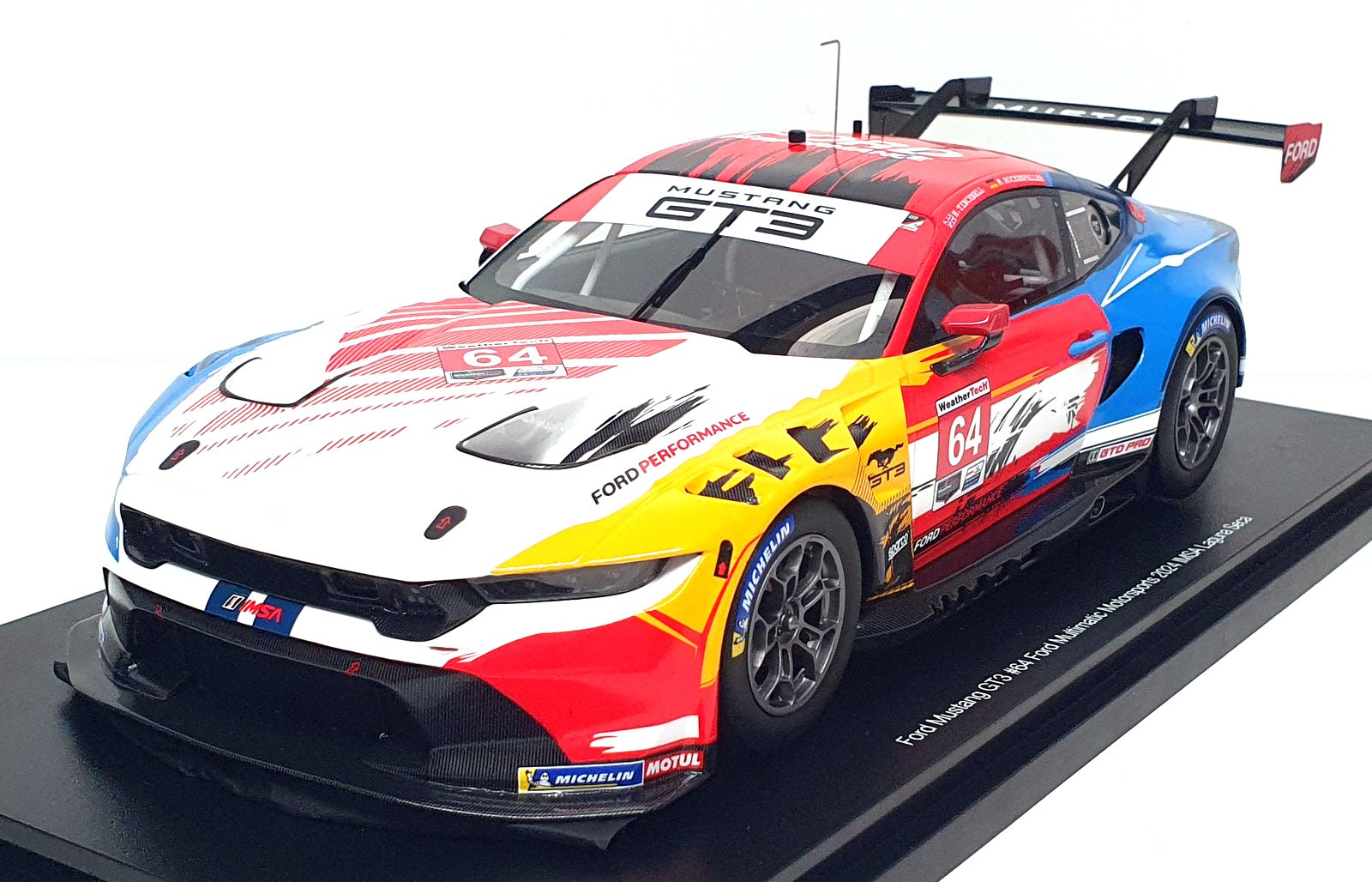 Top Speed 1/18 Scale Resin TS0602 - Ford Mustang GT3 #64 IMSA Laguna Seca 2024