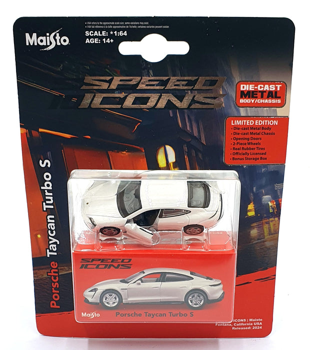 Maisto 1/64 Scale 15700 - Speed Icons Porsche Taycan Turbo S - White