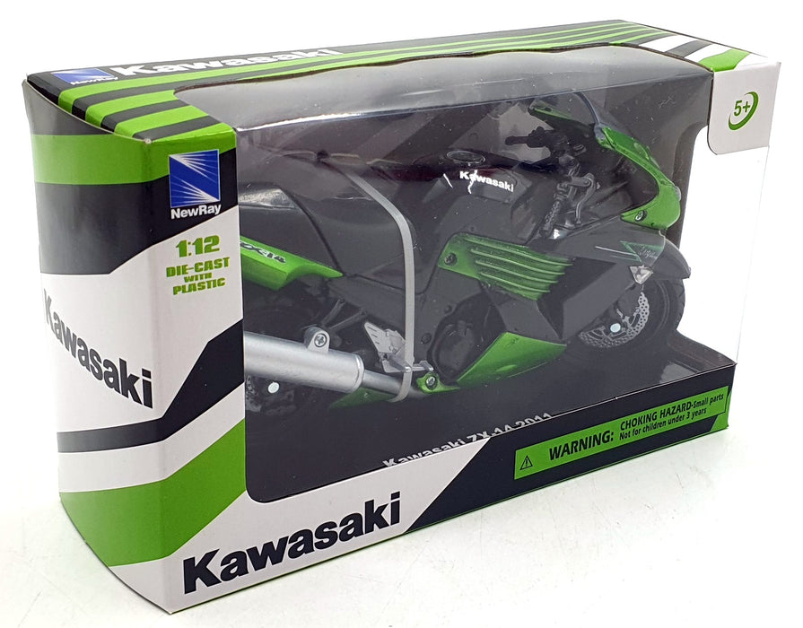 NewRay 1/12 Scale 57433B - 2011 Kawasaki ZX-14 Motorbike - Black/Green