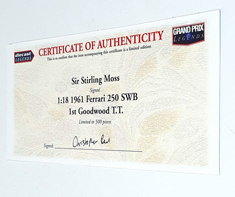 Hot Wheels 1/18 Scale X5489 Ferrari 250 GT Berlinetta #7 1961 RAC TT Blue Signed