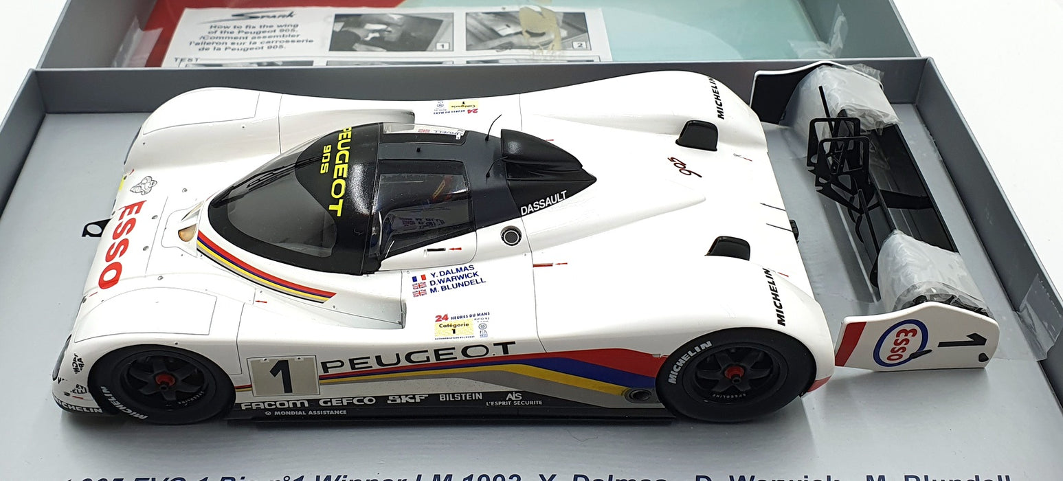 Spark 1/18 Scale Resin 18S011 - Peugeot 905 EVO Winner Le Mans 1992 #1