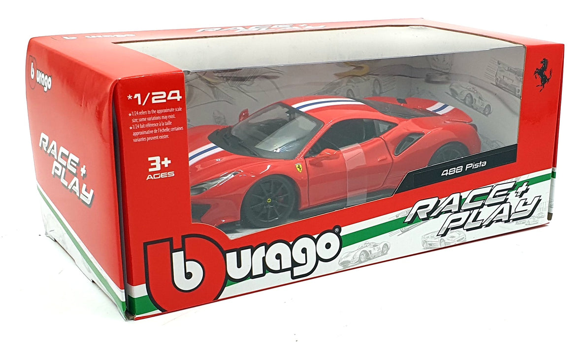 Burago 1/24 Scale Model Car 18-26026 - Ferrari 488 Pista - Red