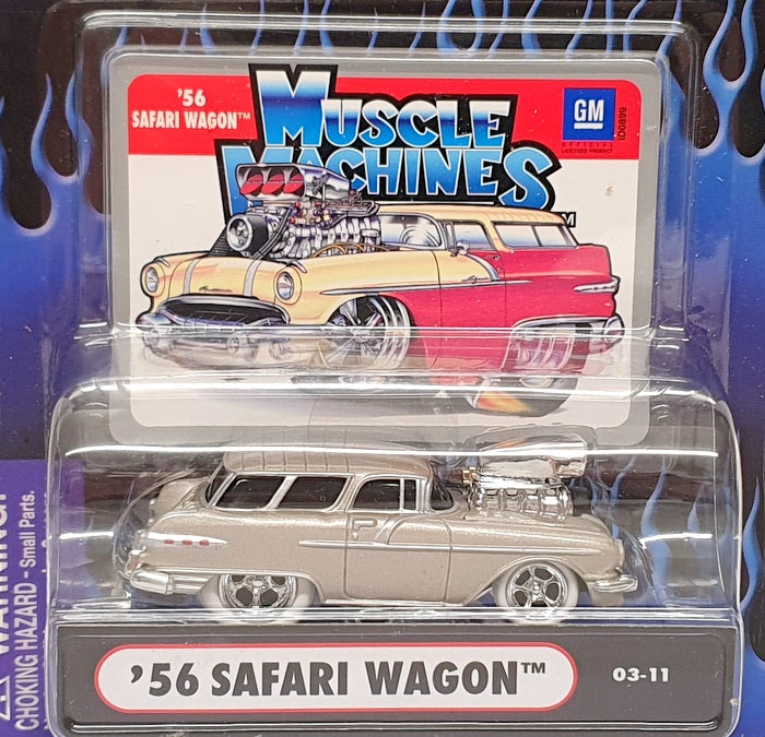 Muscle Machines 1/64 Scale 71161 03-11 - 1956 Pontiac Safari Wagon - Lt. Beige