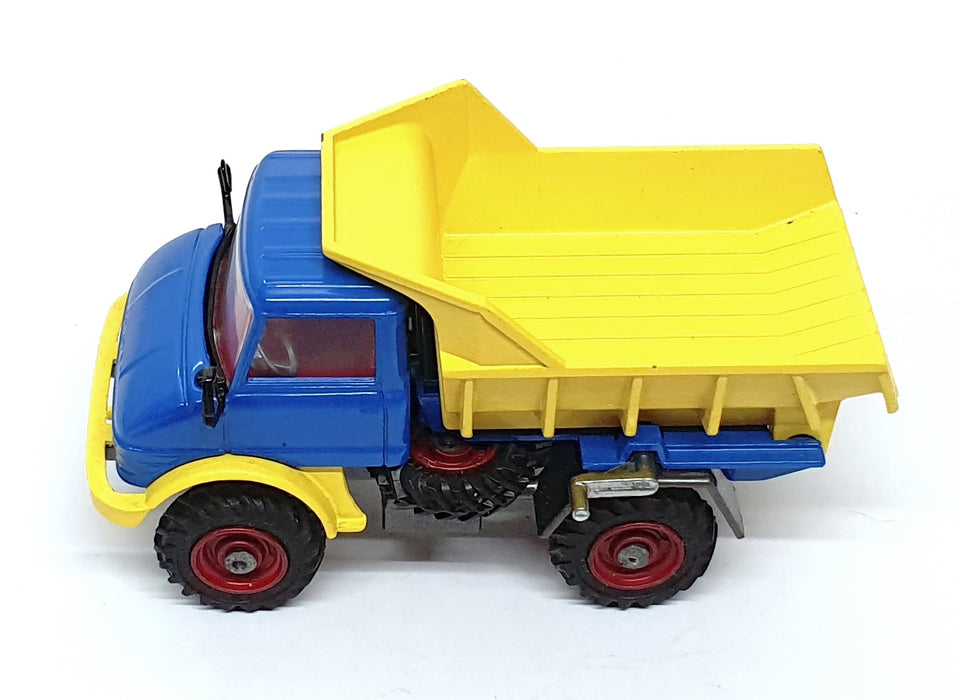 Corgi Toys 9.5cm Long Original Diecast 409 - Unimog Rear Dumper - Blue/Yellow