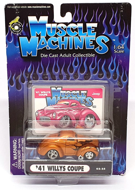 Muscle Machines 1/64 Scale 71161 02-25 - 1941 Willys Coupe - Copper + Flames