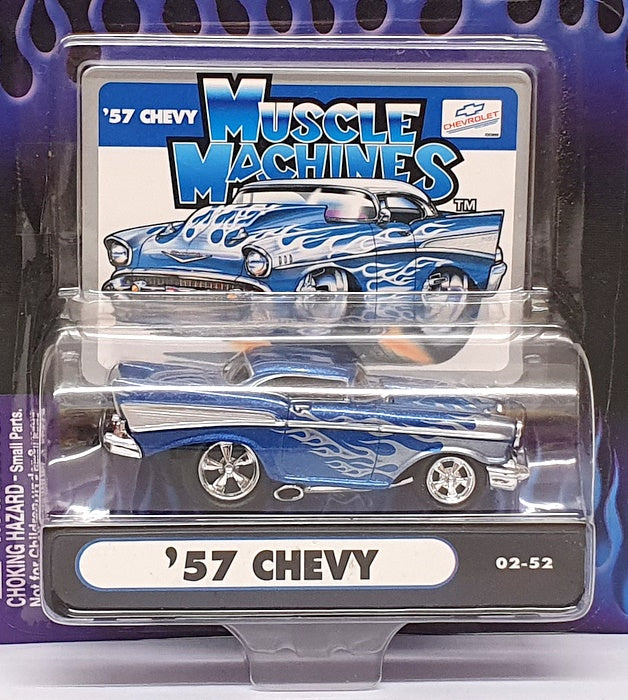 Muscle Machines 1/64 Scale 71161 02-52 - 1957 Chevrolet Chevy - Blue/Silver