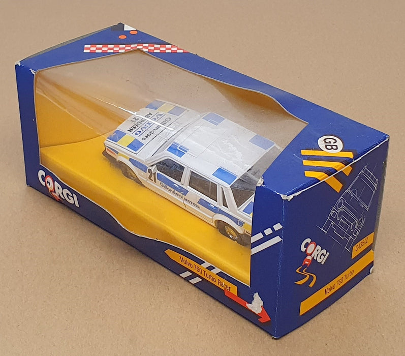 Corgi 13cm Long Diecast C435/2 - Volvo 760 Turbo Racer #21 - White/Blue/Yellow
