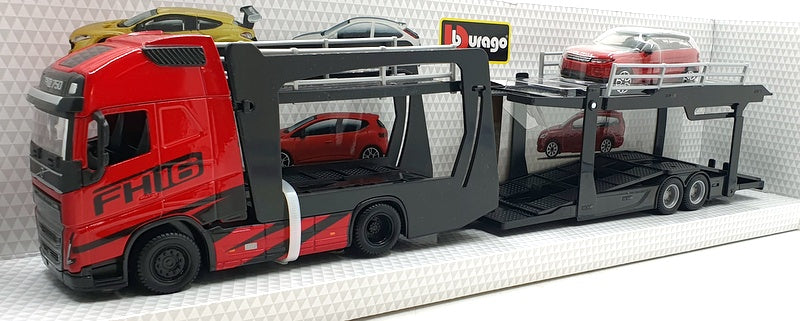 Burago 1/43 Scale 18-31456 Volvo Haulers Multicar Carrier Land Rover - Red