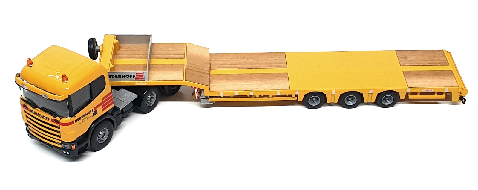 Tematoys 1/50 Scale KNT06 Scania 6x4 With Nooteboom Low Loader Nederhoff Yellow