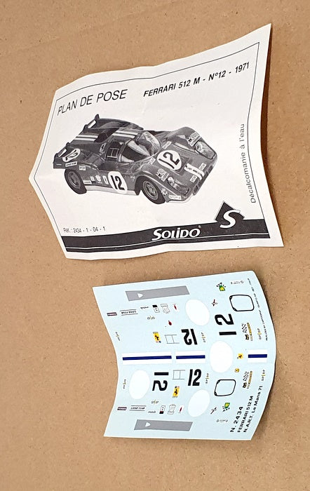 Solido 1/43 Scale Diecast 2434 - Ferrari 512 M #12 Le Mans 1971 - Red