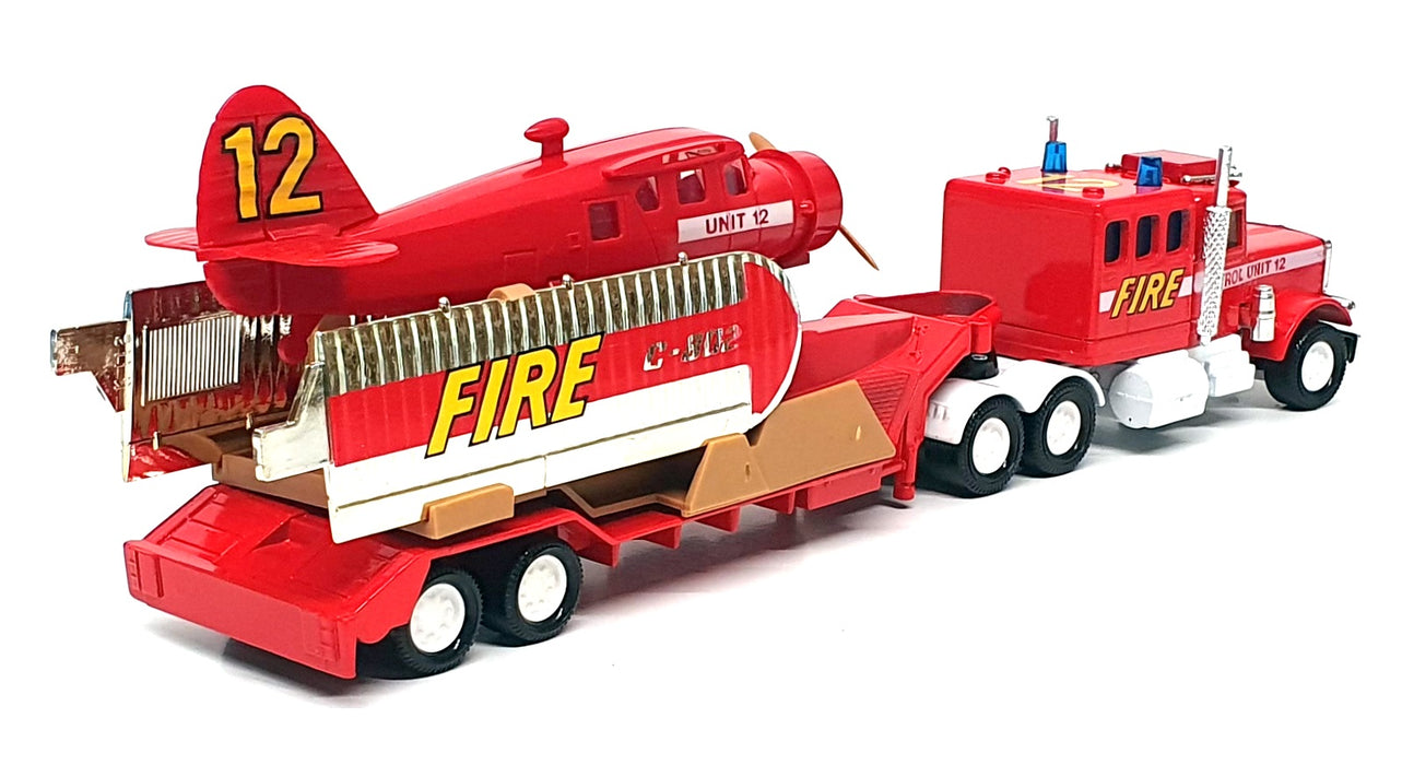 Matchbox Appx 29cm Long K-134 - Peterbilt Fire Spotter Plane Transporter - Red